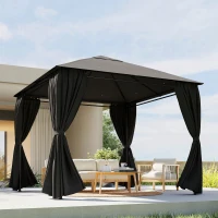 Outsunny 4 Pack Replacement Gazebo Curtains Privacy Panel for Most 3 x 3 m Gazebo, Outdoor Shelter Sidewalls, Dark Grey(m-9)
