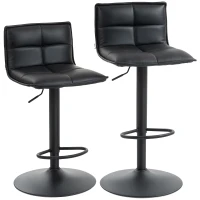 HOMCOM Conjunto de 2 banquetas de bar, cadeiras de bar com ajuste de altura e assento giratório em PU 44 x 45 x 85-106 cm preto(m-1)
