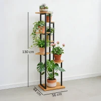 Outsunny Soporte para plantas de 7 niveles, 130 cm de altura, estantería escalonada de madera, de varios pisos, Marrón claro(m-3)