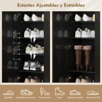 HOMCOM Zapatero Entrada Recibidor con 2 Puertas con Cierre Suave y Estantes Ajustables para 20 Pares de Zapatos Negro Brillo(m-4)