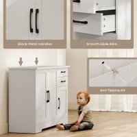 HOMCOM Sideboard with 2 Drawers Modern Storage Cabinet, Kitchen Cupboard with Adjustable Shelf and 3 Doors White(m-7)