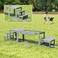 PawHut Conjunto Agility para Cães 3 peças Equipamento de Agility com ponte, escada, plataforma, madeira de abeto, 117 x 50 x 56 cm, Cinza(m-3)