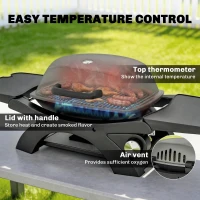 Outsunny Gasbarbecue 3,3 kW Tafelbarbecue met 1 Brander, Opklapbare Zijtafels, Gietijzeren Grillroosters, Uitneembare Vetopvangbak(m-5)