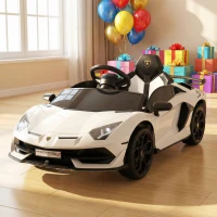 HOMCOM Voiture électrique pour enfants licence Lamborghini Aventador SVJ 12V avec portes papillon télécommande 3-5 KM/H blanc(m-10)