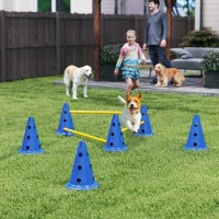 PawHut Conjunto Agility para Cães, Equipamento de Agility 3 Peças para Treino de Cães, Conjunto de Obstáculos com 6 Cones, 3 Barreiras, Bolsa de Transporte(m-2)
