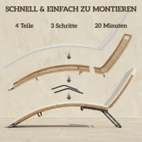 Outsunny Poly Rattan Sonnenliege S-förmige Gartenliege mit Auflage atmungsaktive Sitzfläche Stahlrahmen(m-8)