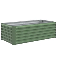 Outsunny Jardineira elevada em aço galvanizado, canteiro com fundo aberto, 180 x 90 x 57,5 cm, verde claro(m-1)