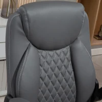 HOMCOM Faux Leather Office Chair. with Flip-Up Armrests - Charcoal Grey(m-10)