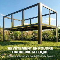 Outsunny Salon de Jardin Mobilier de Terrasse 3 Pièces 4 Places Modulable avec Accoudoir Réglable Coussins Épais 16cm Gris(m-8)