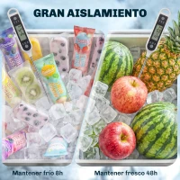 Outsunny Carrito Nevera de 76L con Ruedas Estante Abrebotellas Recogetapas Drenaje y 2 Asas para Patio Fiesta 92x39x81 cm Plata(m-5)