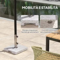 Outsunny Base per Ombrellone Quadrata in Granito da 21 kg con Maniglie e 2 Manopole Regolabili, Grigio(m-6)