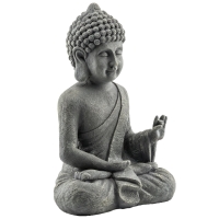Outsunny Estatua de Jardín, Escultura de Buda Sentado en Óxido de Magnesio, Decoración Espiritual 32 x 23 x 51 cm, Gris oscuro