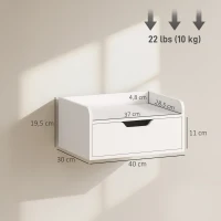 HOMCOM Conjunto de 2 mesas de cabeceira murais mesas de cabeceira suspensas gaveta tampo com aspecto de madeira dim. 40L x 30l x 19,5H cm(m-3)