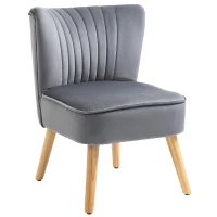 HOMCOM Modern Accent Chair, Fabric Living Room Chair with Rubber Wood Legs and Thick Padding, Grey(m-10)