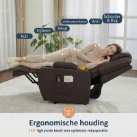 HOMCOM Opsta Stoel comfortabel met afstandsbediening en bekervouders voor Huisgebruik, Koffiebruin(m-4)