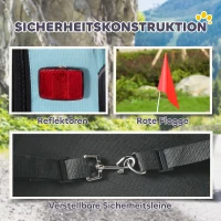 PawHut Faltbarer Fahrradanhänger mit Sicherheitsreflektoren, Leine, für Mittelgroße Hunde bis 20 kg 143 x 70 x 90 cm Hellblau(m-7)