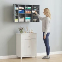 kleankin Medicine cabinet, lockable medicine cabinet with 2 doors and 6 shelves, Charcoal gray(m-5)