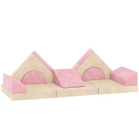 AIYAPLAY Kids Play Sofa, 12 Pieces Foam Modular Soft Play Set for Playroom, Children Convertible Sofa for Boys and Girls, Pink(m-11)