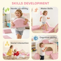 AIYAPLAY Kids Play Sofa, 12 Pieces Foam Modular Soft Play Set for Playroom, Children Convertible Sofa for Boys and Girls, Pink(m-7)