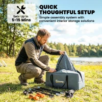 Outsunny Tienda de camping para 2-4 personas impermeable, tienda familiar con 3 puertas, toldo desmontable, lona de suelo, bolsa de transporte, azul oscuro(m-4)