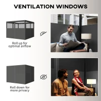 Outsunny 4 Pack Replacement Gazebo Curtains Privacy Panel for Most 3 x 3 m Gazebo, Outdoor Shelter Sidewalls, Dark Grey(m-5)