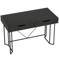 HOMCOM Pequeño escritorio para ordenador con 2 cajones, escritorio con gran superficie de trabajo 120 x 60 x 77 cm Negro(m-1)