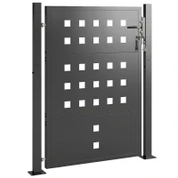 Outsunny Puerta de jardín de acero galvanizado, puerta metálica con asa, cerradura y 3 llaves, cerrable, 105x130 cm, Gris oscuro(m-6)
