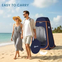Outsunny Sofort aufstellbares Pop-Up Camping-Duschzelt mit Tragetasche, wasserdicht, Dunkelblau(m-5)