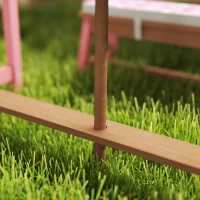 AIYAPLAY Mesa picnic infantil con bancos, cojines, parasol plegable, cajas de almacenamiento extraíbles, motivo de flamenco, rosa(m-5)