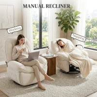 HOMCOM Relaxfauteuil, Draaibare Schommel- en Ligstoel met Diepe Zitting, Dikke Rugkussens, Gemakkelijke Montage, Crème(m-4)