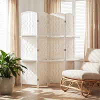 HOMCOM Biombo separador de ambientes 4 paneles 160 x170 cm con 2 estanterías, plegable, de madera(m-6)