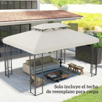 Outsunny Toldo de Recambio 4x3 m con Techo Doble Orificios de Drenaje y Protección UV Solo Toldo NO Incluye Marco Crema(m-7)
