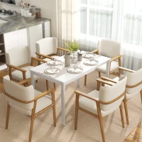HOMCOM Mesa de comedor extensible 80-120 cm para 4 a 6 personas, mesa de cocina con extensión deslizante, blanco(m-6)