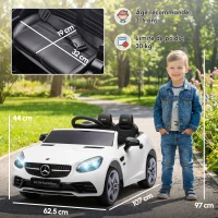 AIYAPLAY Voiture électrique enfants licence Mercedes SLC 300 12V V. Max. 5 Km/h effets sonores lumineux télécommande blanc(m-3)
