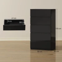 HOMCOM Chest of Drawers, 5-Drawer Storage Cabinets, Modern Dresser, Storage Drawer Unit for Bedroom(m-3)