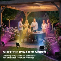 Outsunny 32W LED Floodlights, Linkable 4-Pack Landscape Lighting with Remote Control, RGB Colour Changing, UK Plug, Black(m-6)