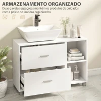 HOMCOM Móvel para Lavatório, Armário de Casa de Banho com 2 Gavetas e 2 Prateleiras Abertas, para Lavatório com Pedestal, 90x30x60 cm, Branco(m-5)