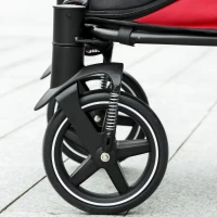 PawHut Foldable Pet Stroller, with Universal Wheels, Shock Absorber, for Medium and Large Dogs - Red(m-15)