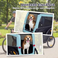 PawHut Faltbarer Fahrradanhänger mit Sicherheitsreflektoren, Leine, für Mittelgroße Hunde bis 20 kg 143 x 70 x 90 cm Hellblau(m-8)