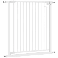 PawHut Portão de segurança para escadas Grade de proteção sem perfuração com fecho automático para crianças Cozinha Escada 76-80 x 76 cm Branco(m-7)