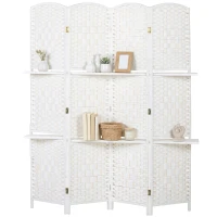 HOMCOM Biombo separador de ambientes 4 paneles 160 x170 cm con 2 estanterías, plegable, de madera(m-7)