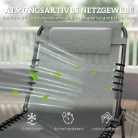 Outsunny Sonnenliege, klappbar, atmungsaktiver Bezug, Metallrahmen, 189 x 58 x 30 cm, Hellgrau(m-5)