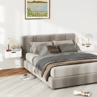 HOMCOM Conjunto de 2 mesas de cabeceira murais mesas de cabeceira suspensas gaveta tampo com aspecto de madeira dim. 40L x 30l x 19,5H cm(m-5)