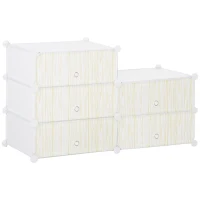 HOMCOM Sapateira modular, móvel de arrumação com 6 cubos empilháveis em plástico, 49 x 36,5 x 108 cm branco(m-8)