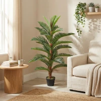 HOMCOM Palmera artificial palmera 120 cm con 24 hojas en PEVA, planta decorativa con maceta de plástico, verde(m-2)