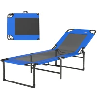 Outsunny Klappbare Liege mit 4-fach verstellbarer Rückenlehne Asas y Respaldo de Textilene Carga 120 kg 175x58x68 cm Azul(m-6)