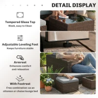 Outsunny 3 Pieces Garden Furniture Set w/ Cushions, PE Rattan Wicker Conversation Corner Sofa Set, Light Grey(m-6)