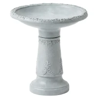 Outsunny Bebedero de resina para exterior, bañera redonda de 51 cm con efecto piedra, dispensador de alimento para aves independiente, Gris(m-1)