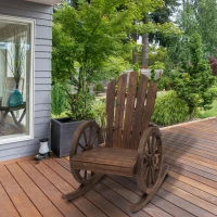 Outsunny Fauteuil de Jardin Adirondack à Bascule Rocking Chair Style Rustique Chic accoudoirs Roues Charette Bois Sapin traité carbonisation(m-10)