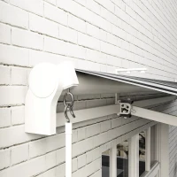 Outsunny Toldo Manual Retráctil 395x245 cm Ángulo Ajustable Brazo Articulado Anti-UV e Impermeable Montaje a Pared Azul y Blanco(m-9)